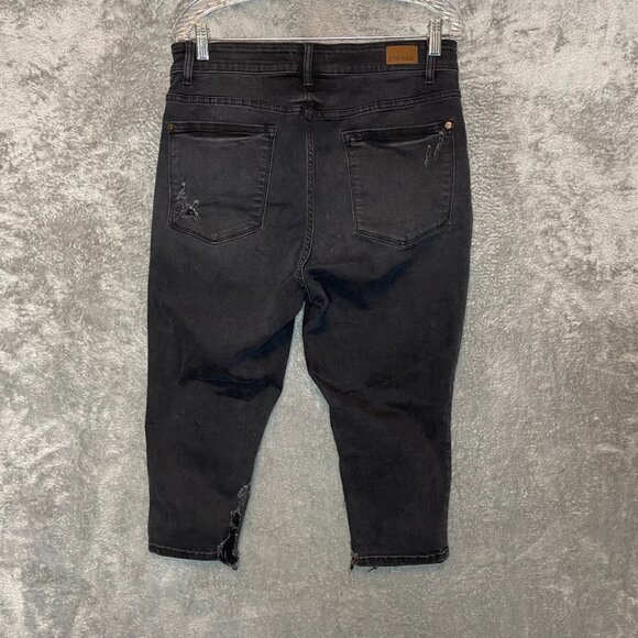 Judy Blue Women Skinny Fit Capri Destroyed High Rise Stretch Black Denim 16W - Picture 2 of 14